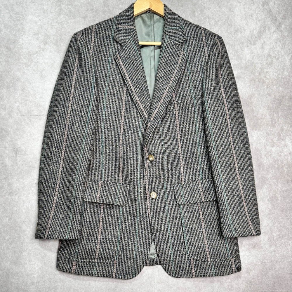 Harris Tweed Blazer Men Size 40 100% Scottish Wool Plaid Jacket Sport Coat